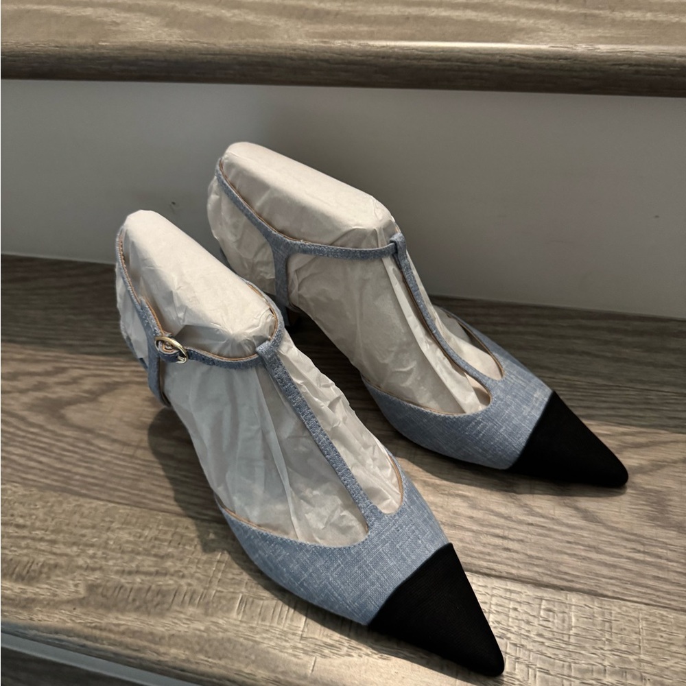 Tuckernuck Denim Margot Blue Heels Size 8 1/2